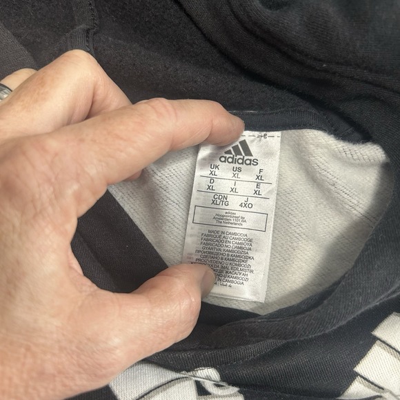 ADIDAS Hoodie‎ BLACK ALL OVER PRINT Hooded SWEATSHIRT Men's XL Streetwear - Picture 5 of 8